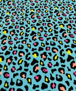 Baumwolle Musselin Aqua Leopard