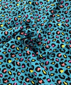 Baumwolle Musselin Aqua Leopard