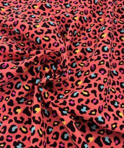 Baumwolle Musselin Peach Leopard