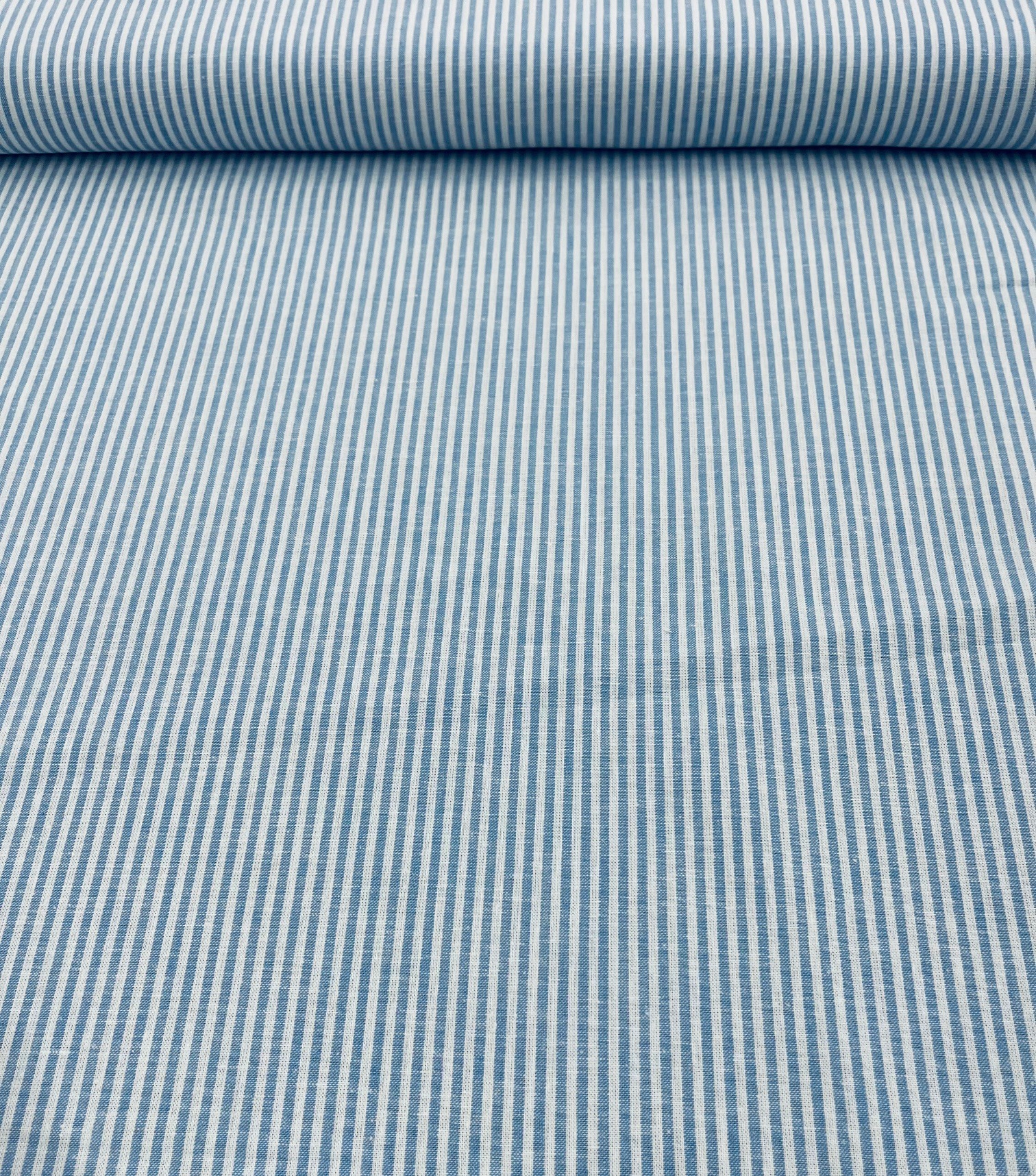 Leinen Gemisch blau/ weiss