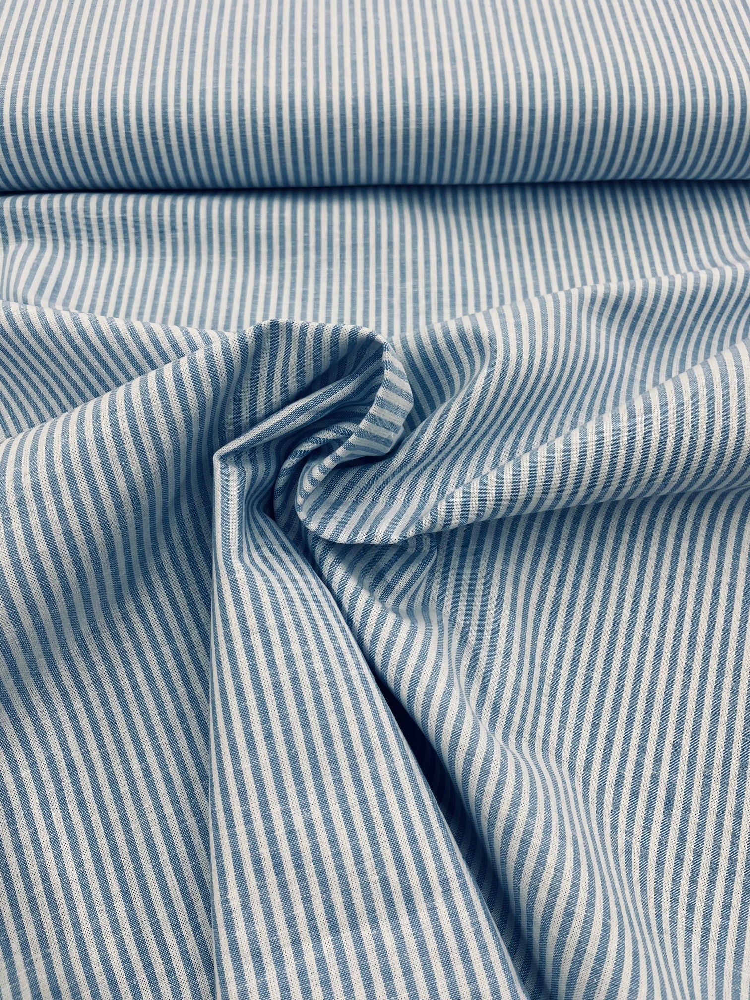 Leinen Gemisch blau/ weiss