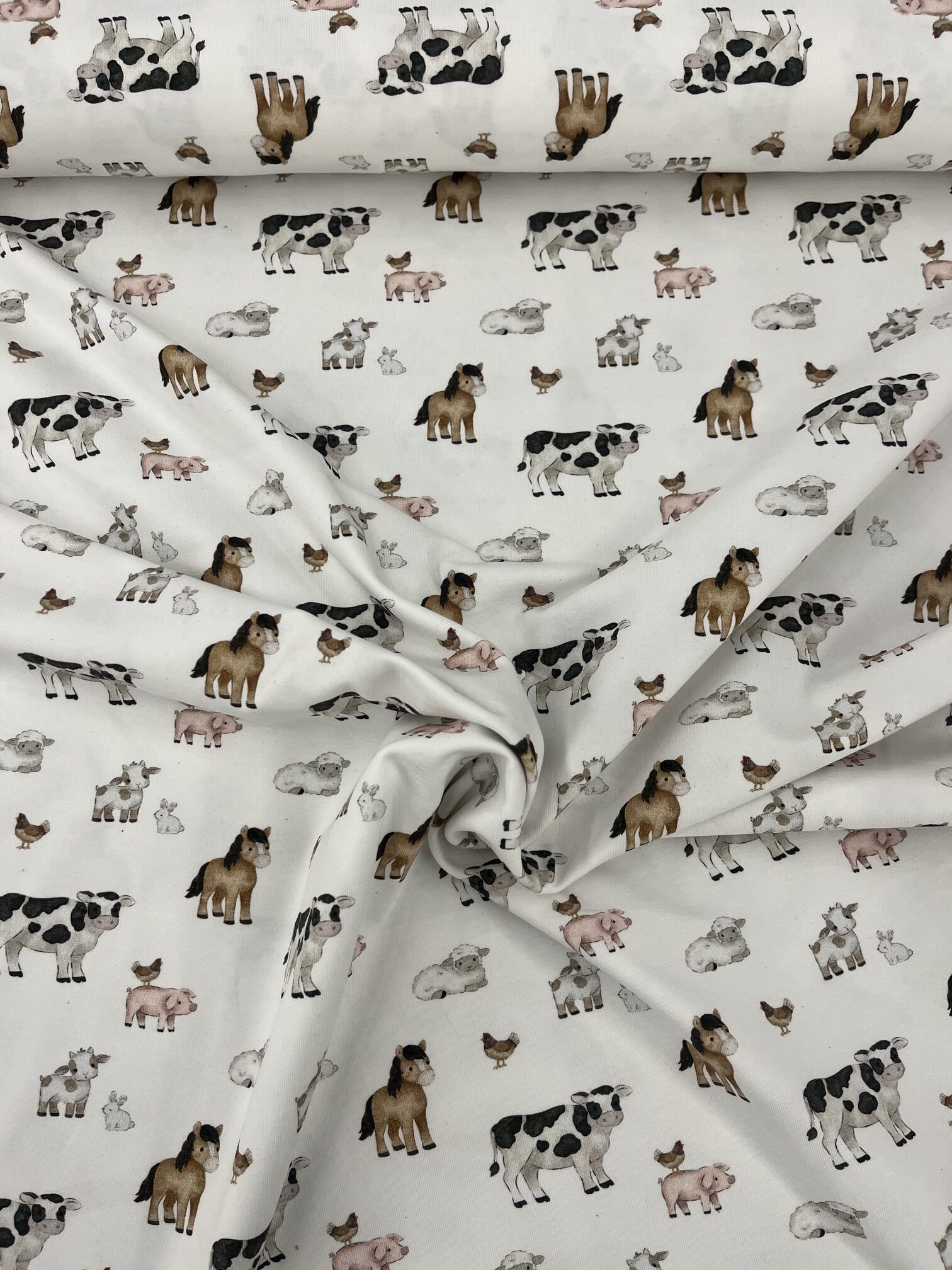 Jersey Bauernhof Tiere auf weiss