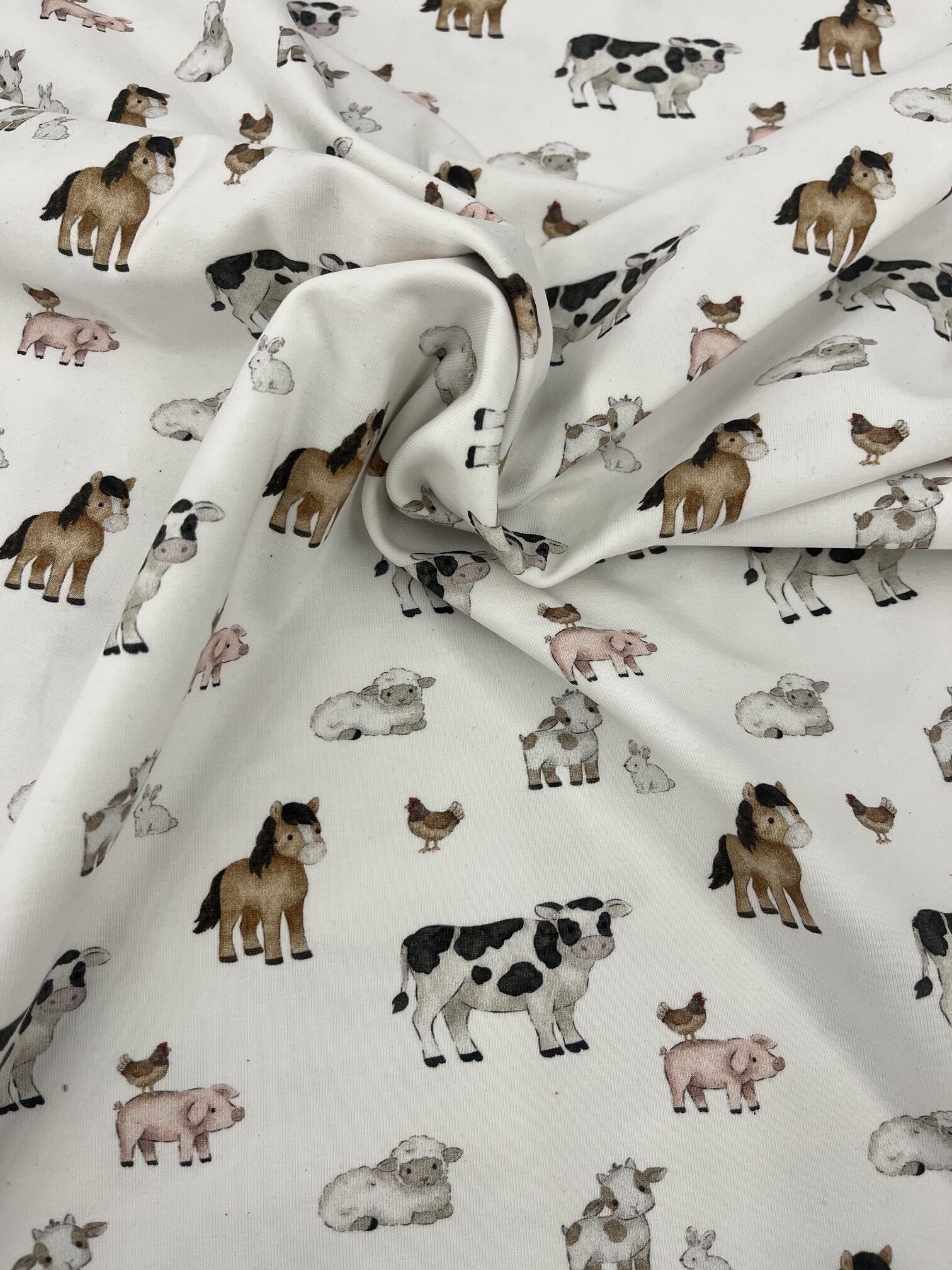 Jersey Bauernhof Tiere auf weiss
